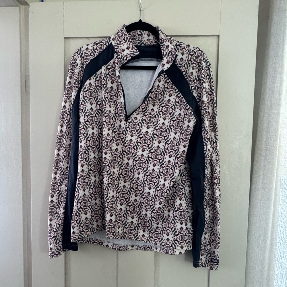 Kerrits Fleece Quarter Zip | Size L | Burgundy/White Pattern | Equestrian